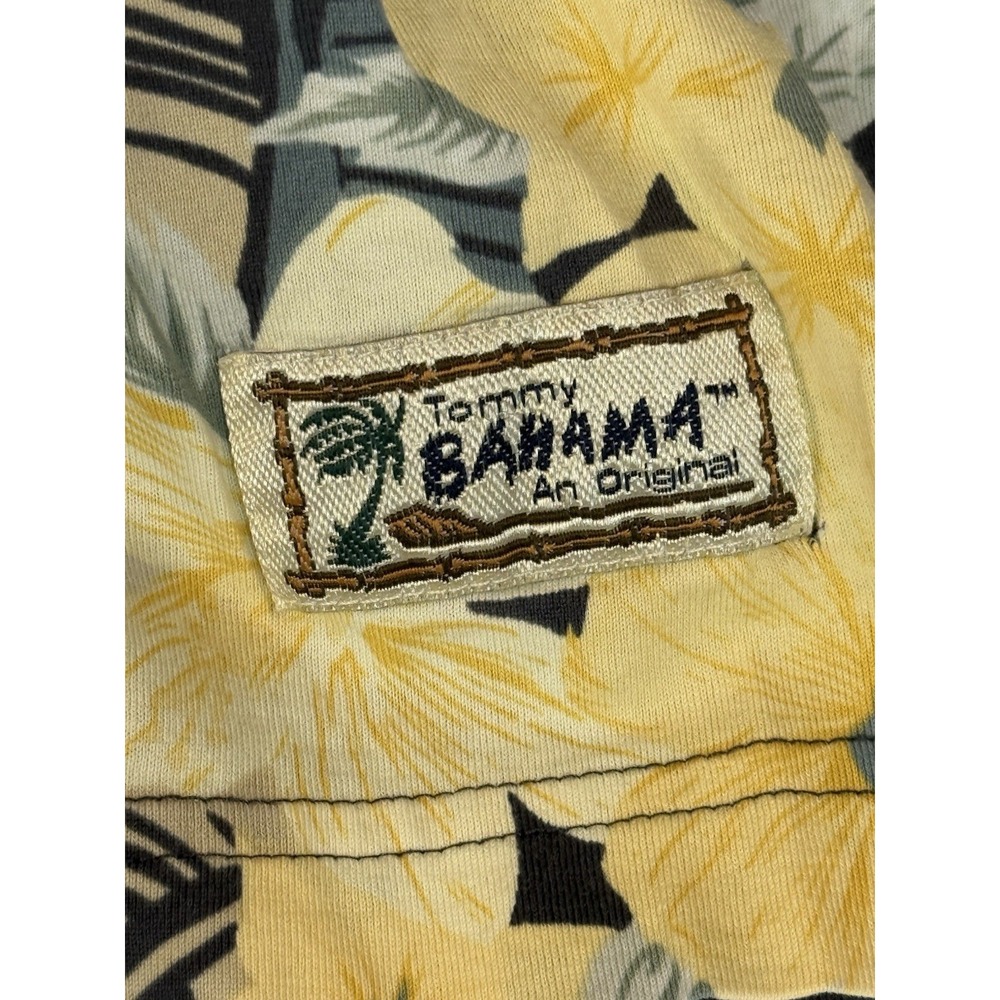 Tommy Bahama 90's Hawaiian Polo XL Yellow Floral 100% Cotton Beach Resort - Picture 5 of 7